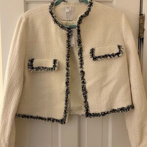 Mango Women's Cream cropped Tweed Jacket